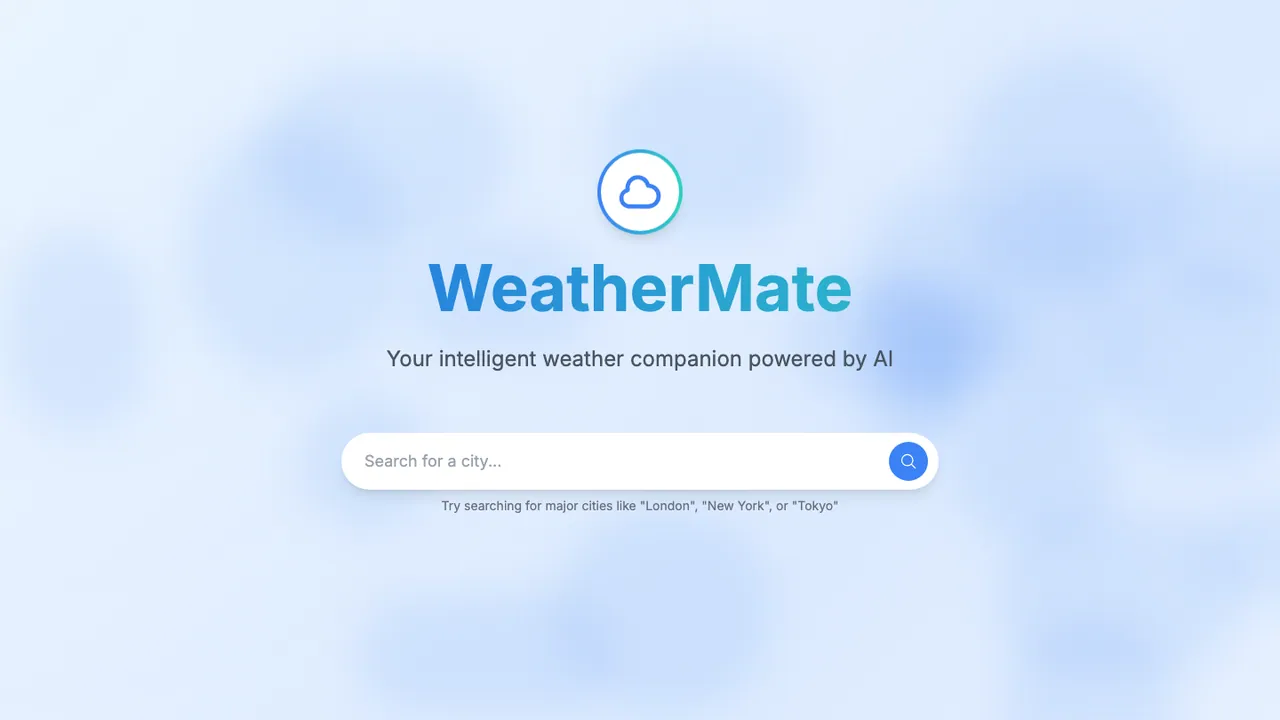 Screenshot of the WeatherMate AI website
