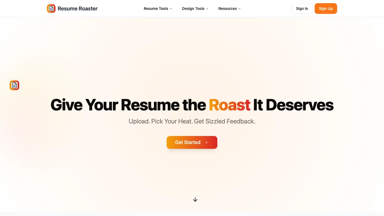 Screenshot of the RoastMyCV website